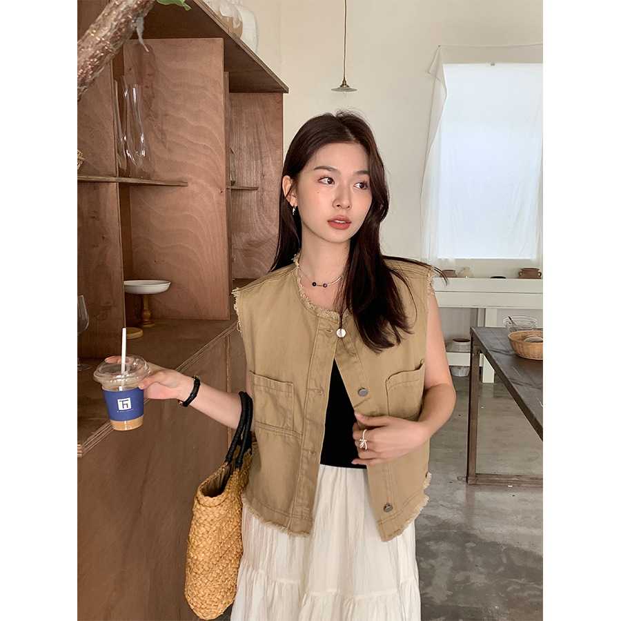 フリンジ切りっぱなしレディースベスト