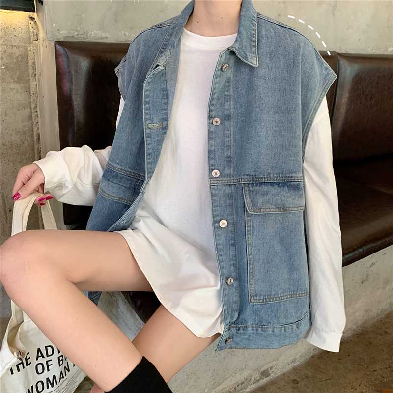 レディースベスト カジュアルデニムベストジャケット