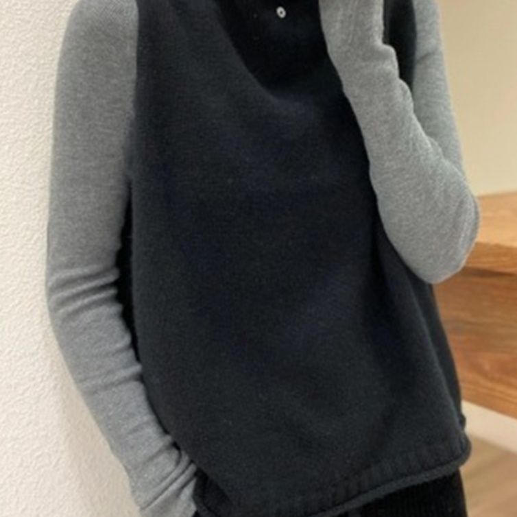 レディースベスト タートルネック ニットベスト レディース 秋冬