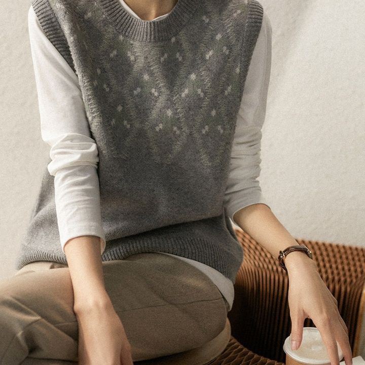 レディースベストニット 花柄詩集 レディースベスト