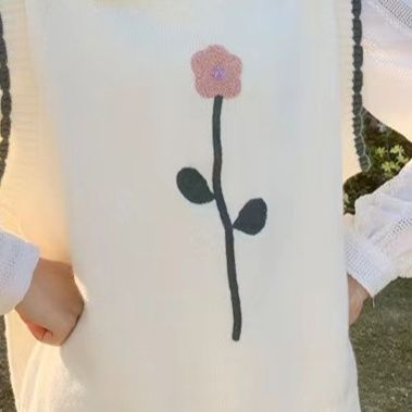 レディースベスト ニット花柄刺繍ベスト 