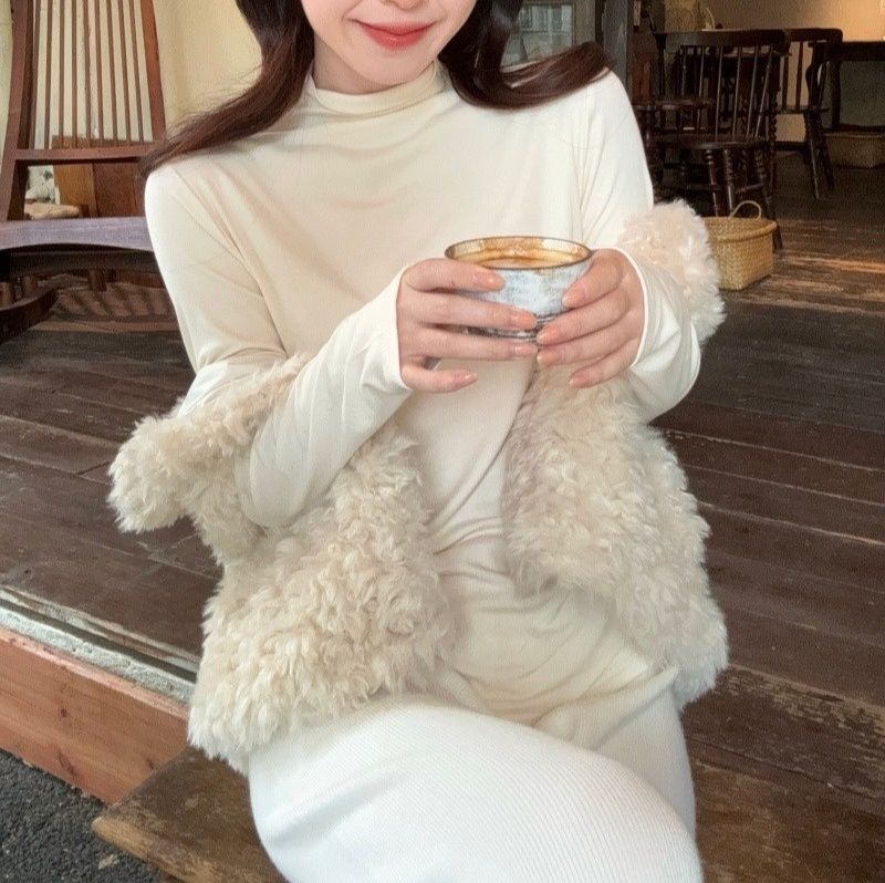 レディースベストフアー ふわふわファースタンドベスト