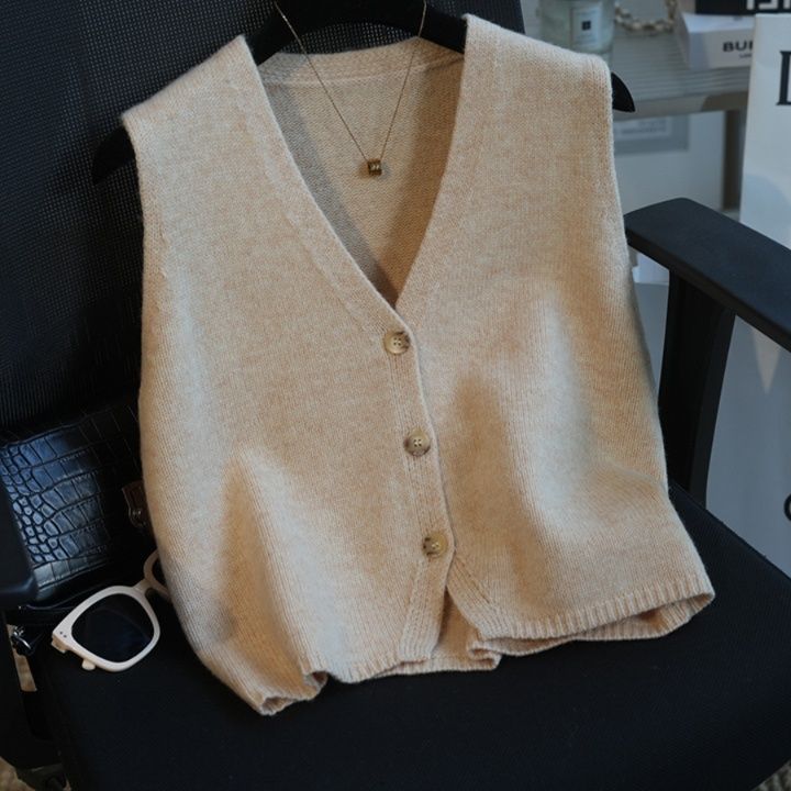 レディースベスト シンプル上質ニットベスト