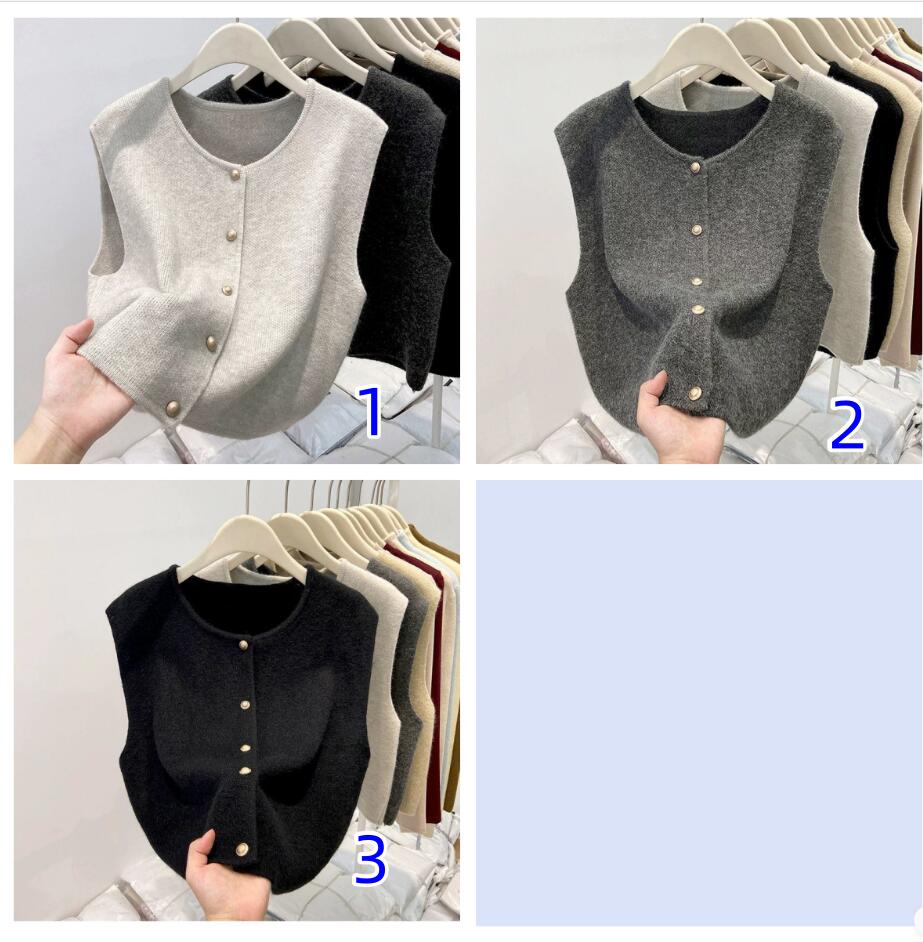 レディースベスト レディースニットベスト前開きボタン4色展開