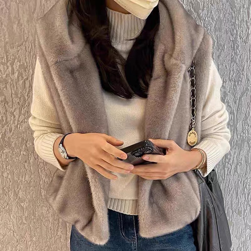 レディースベスト 秋冬新作 もふもふ人工毛皮ベスト 袖なし暖か羽織り