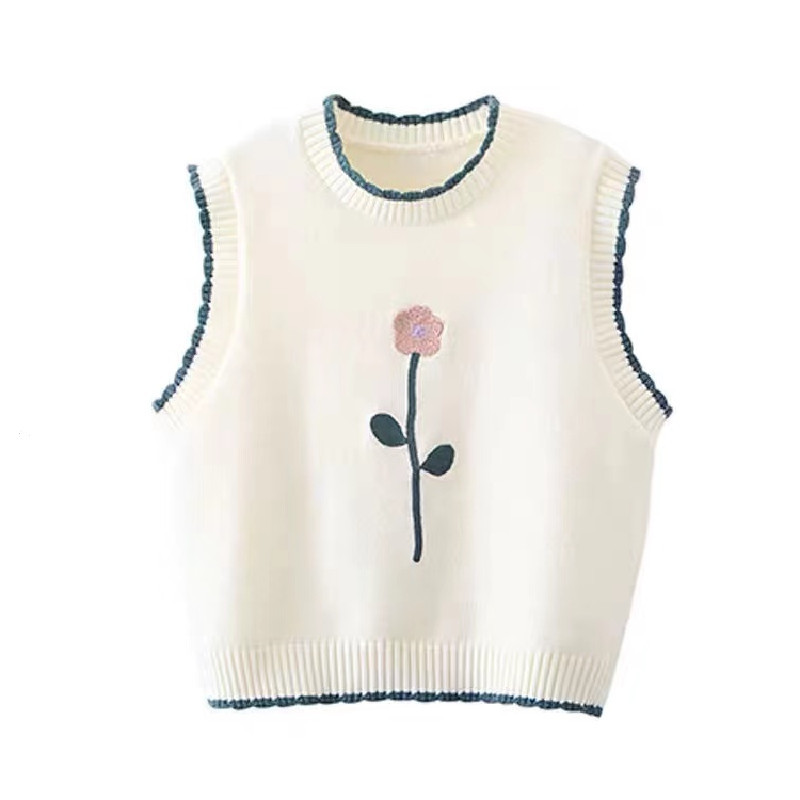 レディースベスト 花柄刺繍ニットベスト レディース おしゃれ袖なしトップス