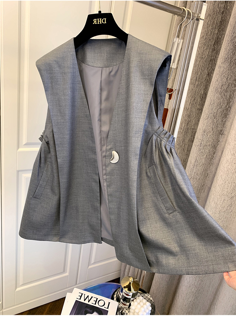 レディースベスト 上品ジレベスト 袖なし 黒 レディース 着回し抜群