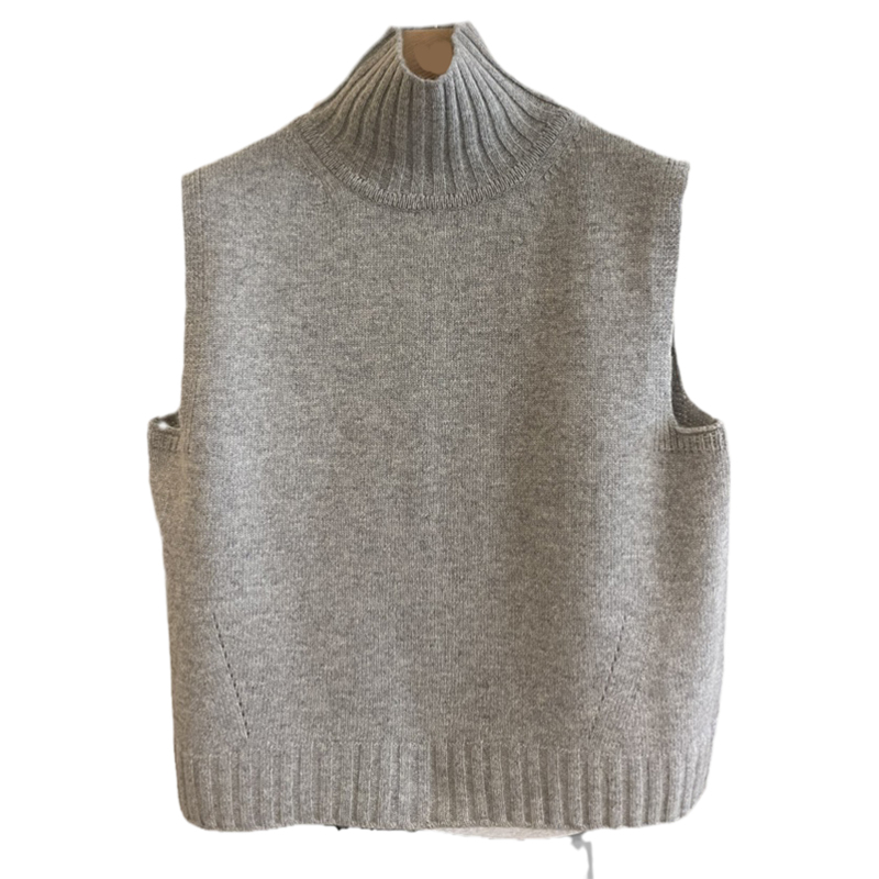 レディースベスト 秋冬新作タートルネックニットベスト袖なしレディース体型カバー