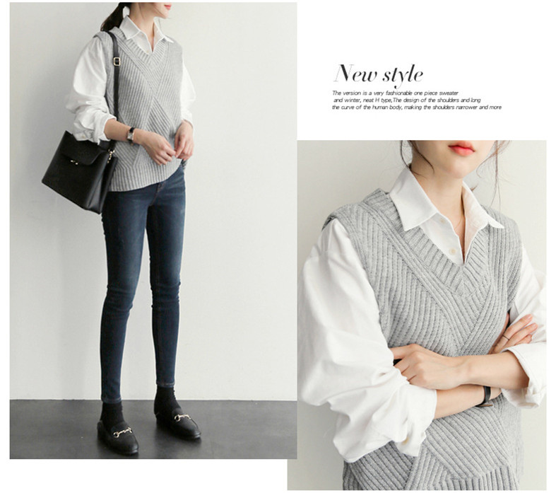 レディースベスト ニットベスト ブイネック 重ね着 レディース 体型カバー
