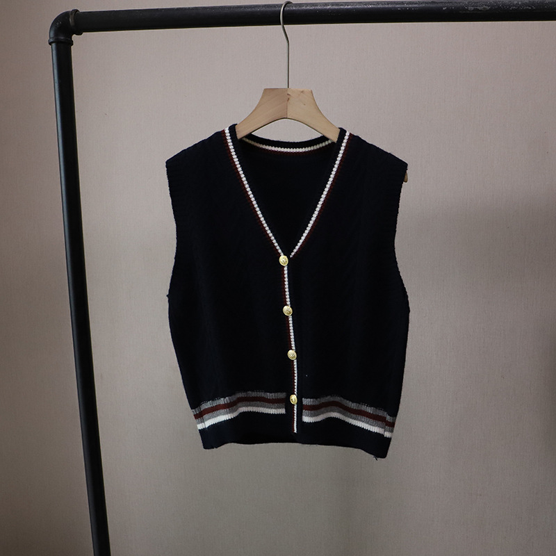 レディースベスト 韓国風ニットベスト レディース 編み込み模様 3色展開