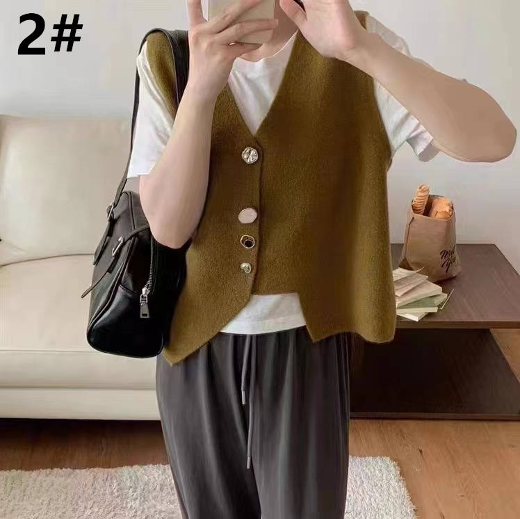 レディースベスト 秋冬新作ニットベスト袖なし上品レディース