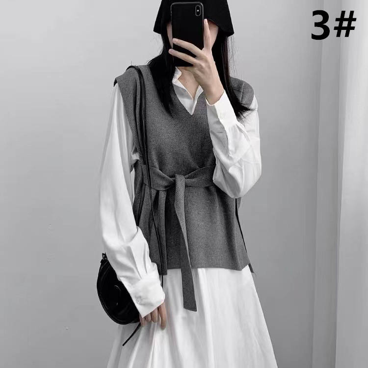 レディースベスト 秋冬新作ウエストリボンベスト上品レディース