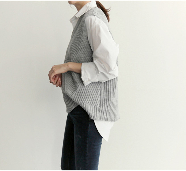 レディースベスト ニットベスト ブイネック 重ね着 レディース 体型カバー