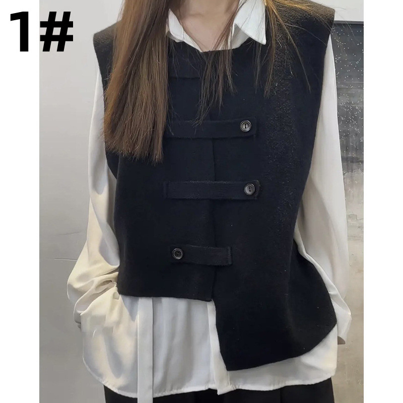 レディースベスト ノースリーブ チョッキ 春秋 無地