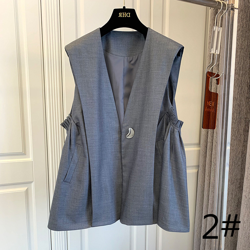 レディースベスト 上品ジレベスト 袖なし 黒 レディース 着回し抜群