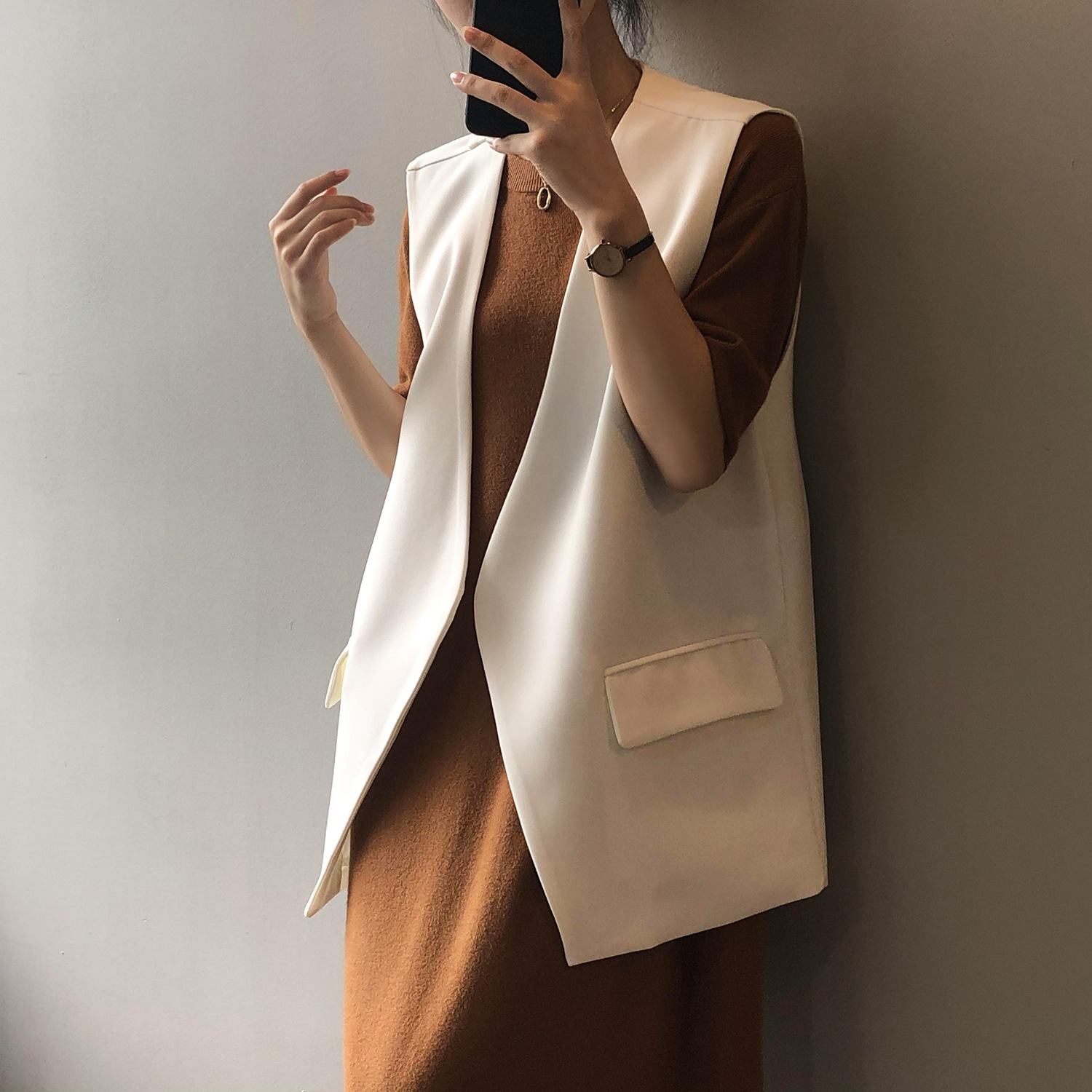 レディースベスト 春新作 上品ベスト レディース 袖なし ジレベスト