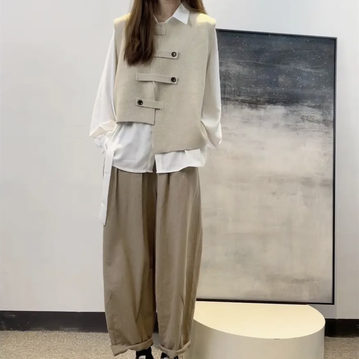 レディースベスト ノースリーブ チョッキ 春秋 無地