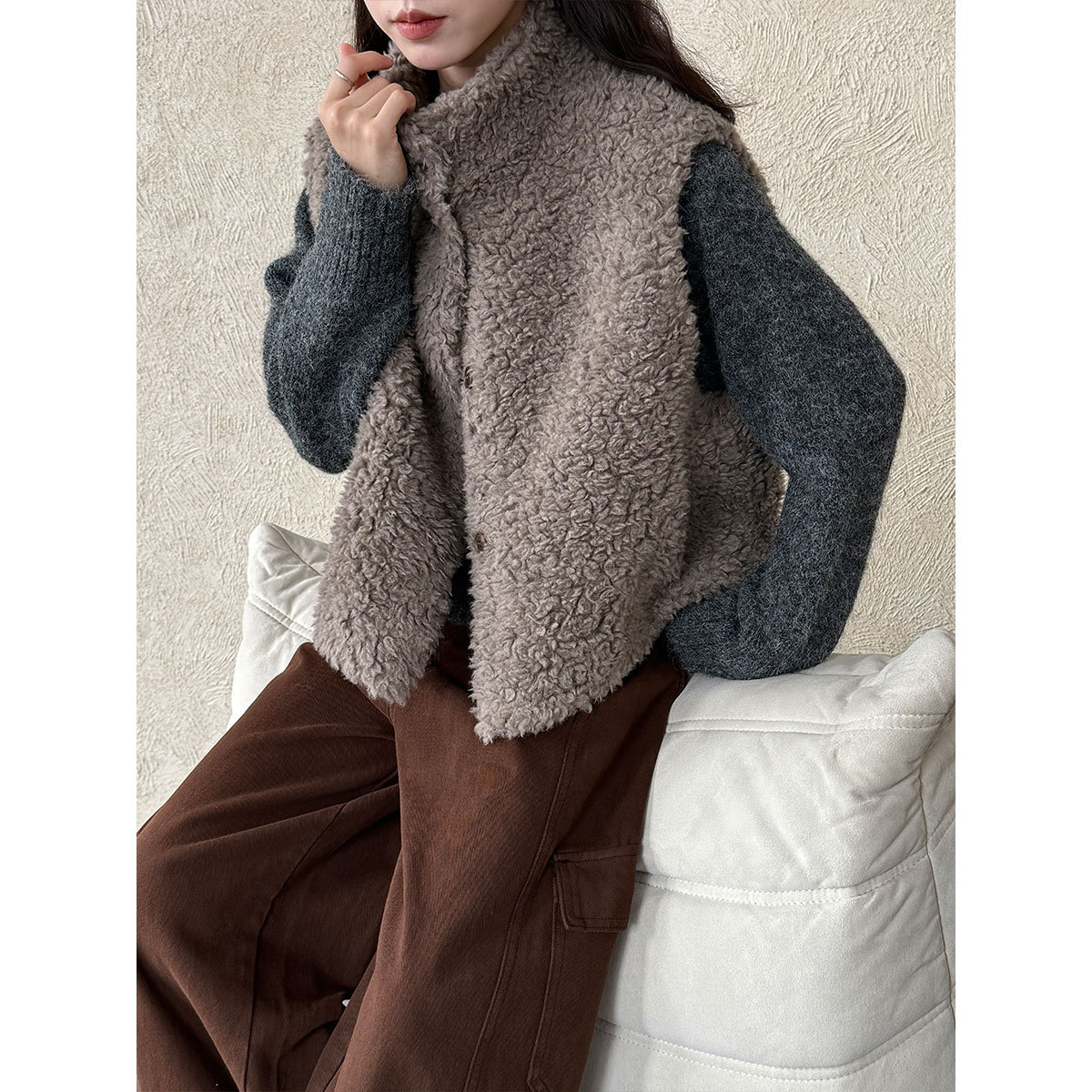レディースベスト もこもこボアベスト韓国風レディース秋冬