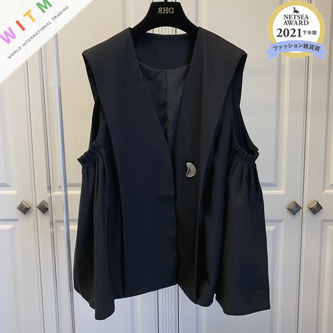 レディースベスト 上品ジレベスト 袖なし 黒 レディース 着回し抜群