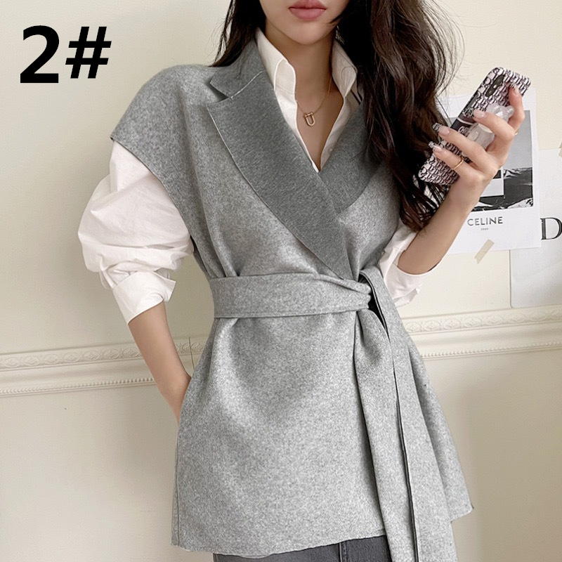 レディースベスト 秋冬新作ラシャ素材ジレベスト袖なし上品レディース