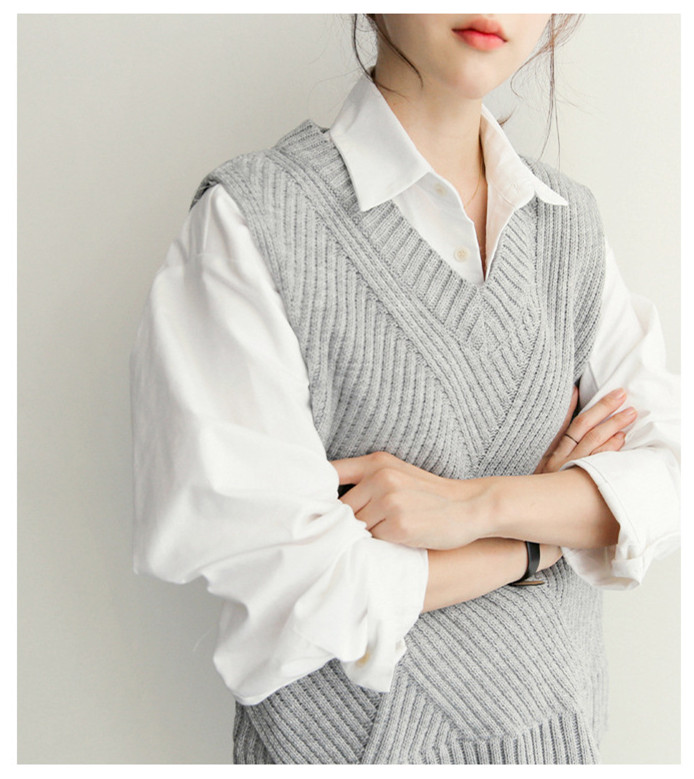 レディースベスト ニットベスト ブイネック 重ね着 レディース 体型カバー