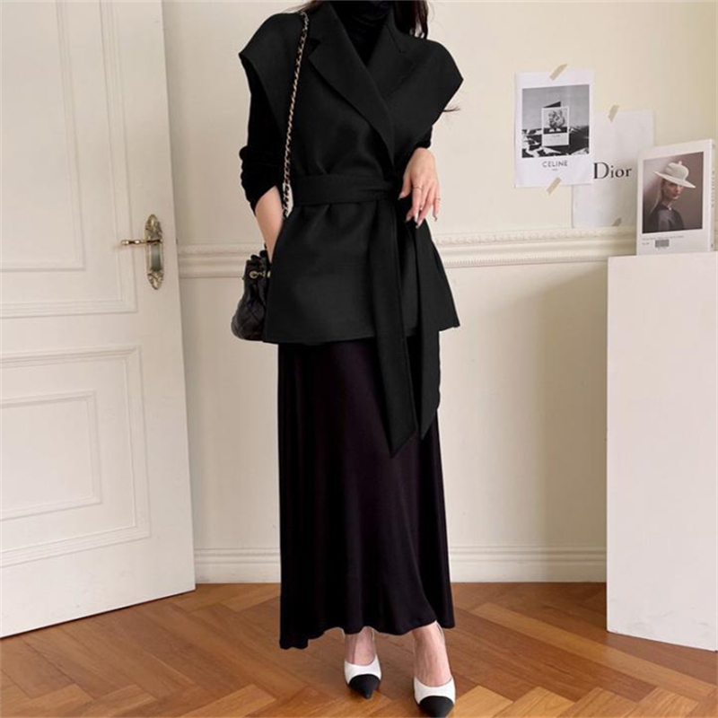 レディースベスト 秋冬新作ラシャ素材ジレベスト袖なし上品レディース