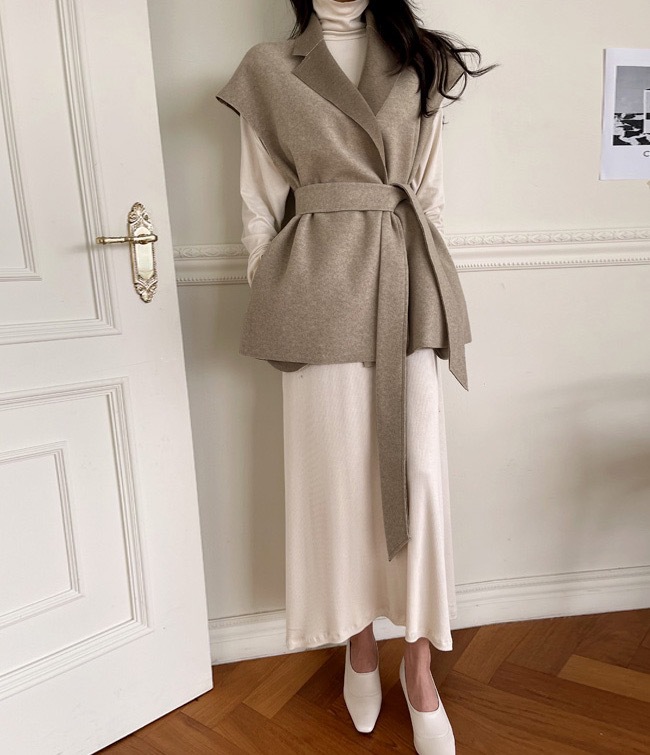 レディースベスト 秋冬新作ラシャ素材ジレベスト袖なし上品レディース