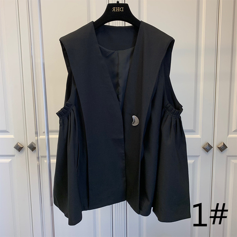 レディースベスト 上品ジレベスト 袖なし 黒 レディース 着回し抜群