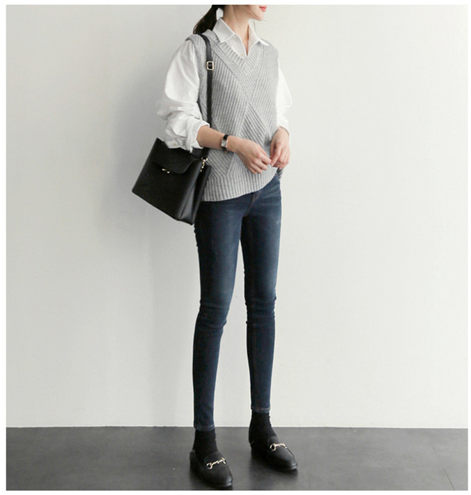 レディースベスト ニットベスト ブイネック 重ね着 レディース 体型カバー