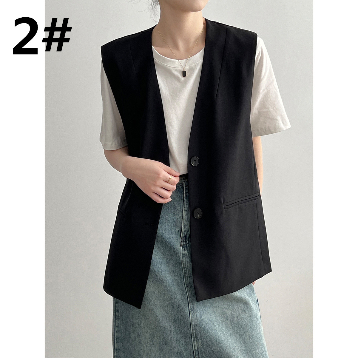 レディースベスト 春新作 上品ベージュ ロング丈ベスト レディース 袖なし