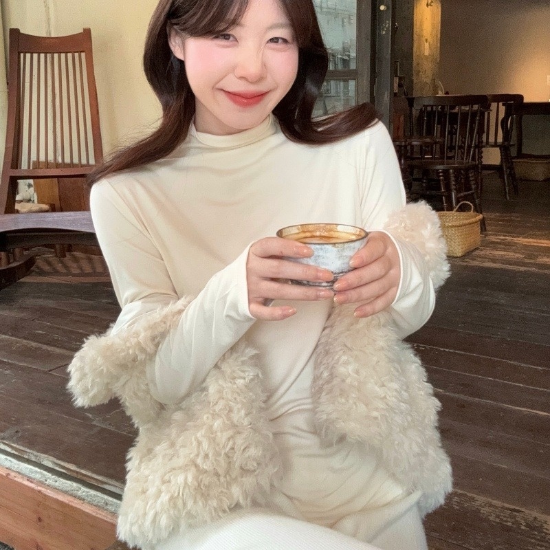 レディースベスト ふわふわファースタンドベスト着痩せレディース