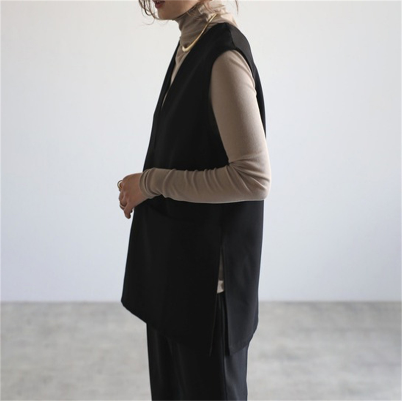 レディースベスト 新作無地深Vネックベスト重ね着チョッキ春夏