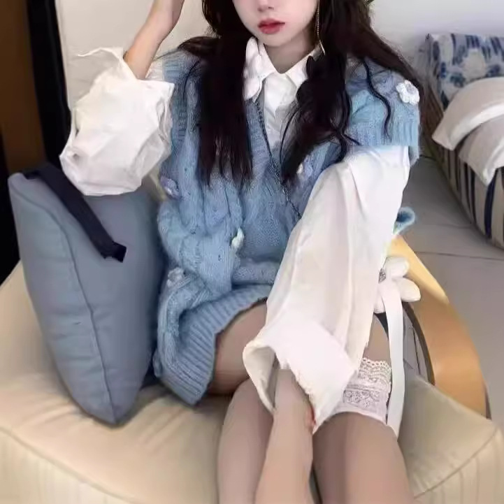 レディースベスト 花柄刺繍ニットベスト袖なし優しい女性用トップス