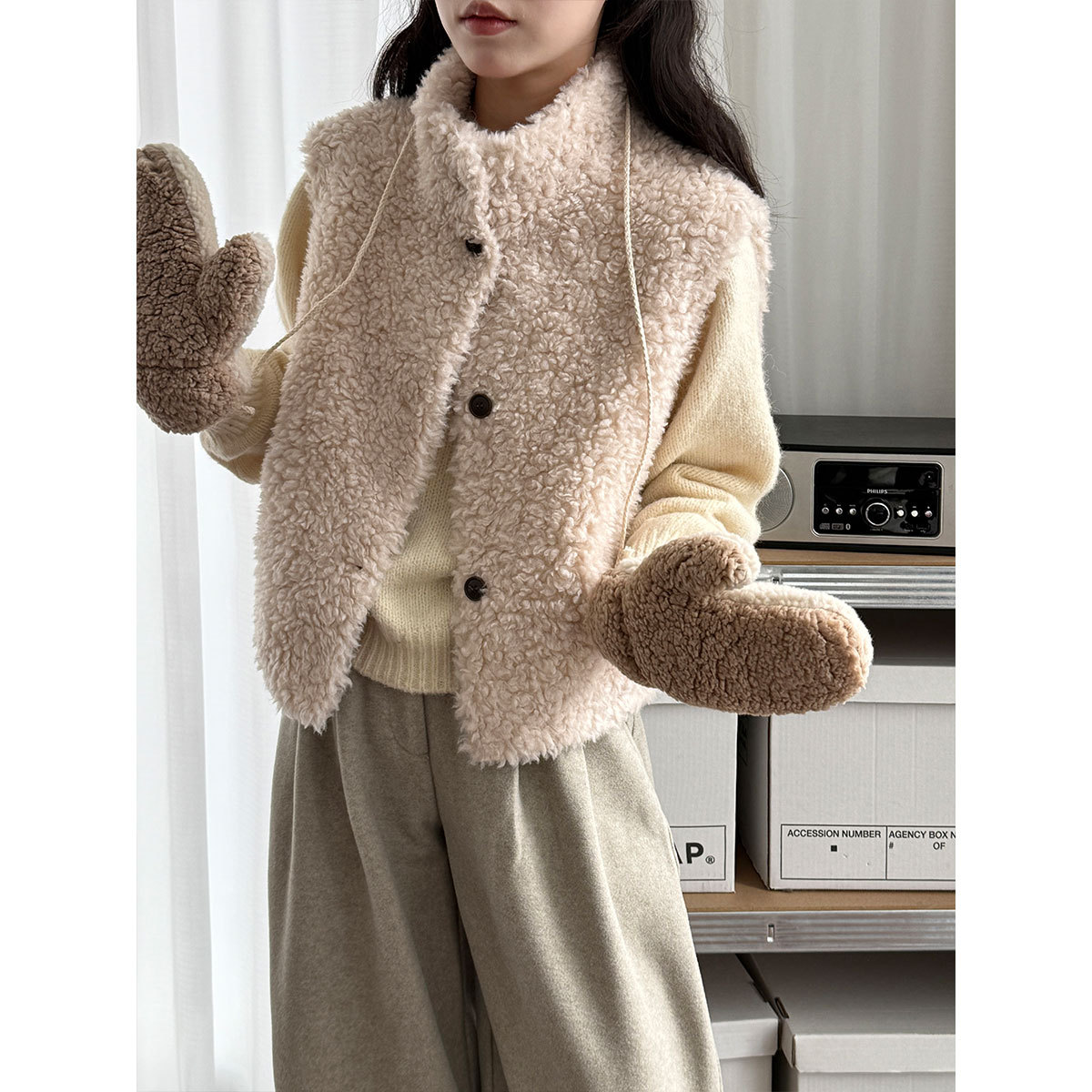 レディースベスト もこもこボアベスト韓国風レディース秋冬