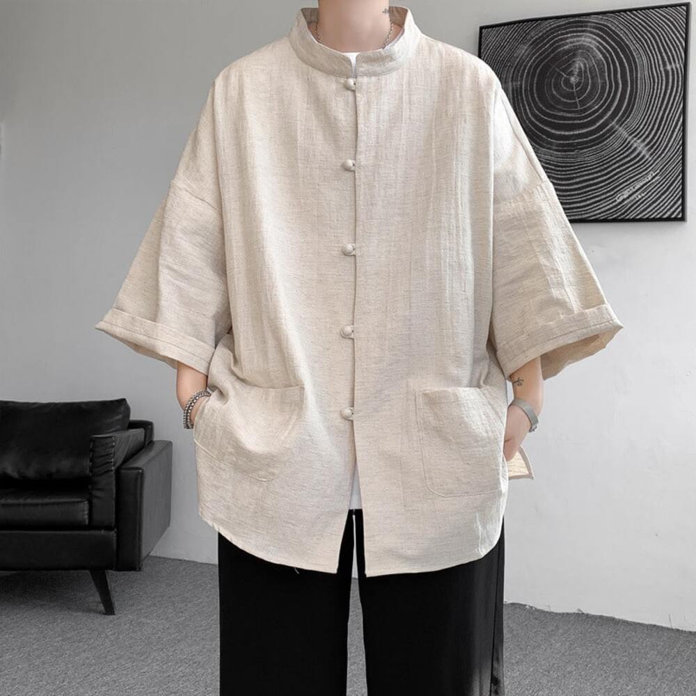 チャイナ服　メンズ レトロ リネンスーツ　メンズチャイナ