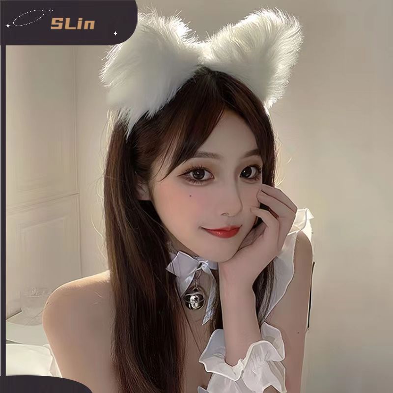 チャイナ服 ふわふわ猫耳カチューシャ鈴付きリボンチョーカーセット