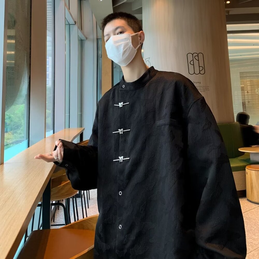 チャイナ服 アーティスティックデザイン 中国風トップス　メンズチャイナ