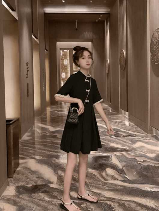 チャイナ服　フロッグボタンチャイナワンピース