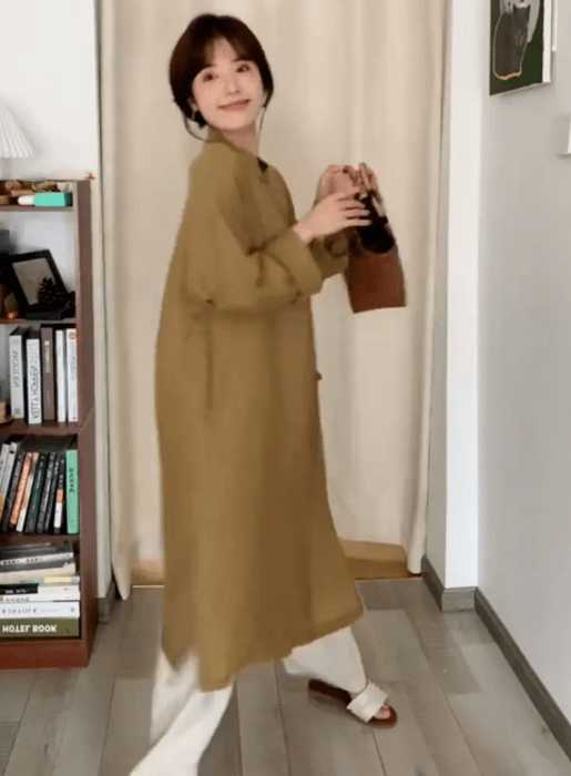 チャイナ服 ボタン付き コットン リネン チャイナシャツ