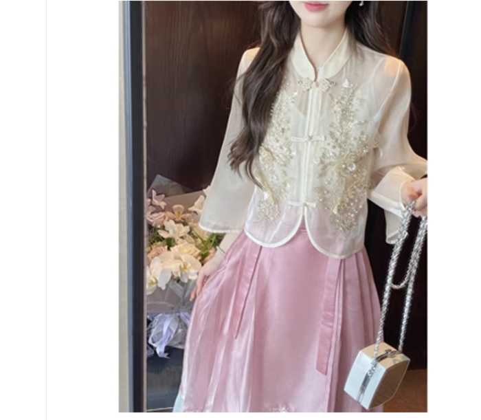 チャイナ服 透け感 レース チャイナシャツ