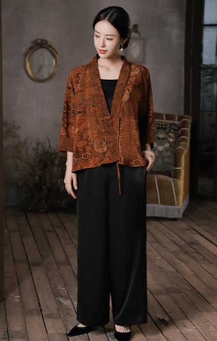 チャイナ服　シックな模様のチャイナジャケット