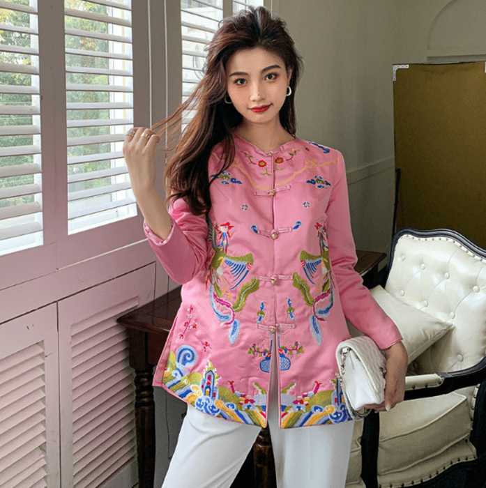 チャイナ服　カラフルな柄のチャイナジャケット