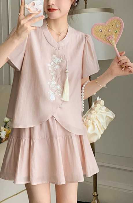 チャイナ服 扇子型デザイン チャーミング チャイナセットアップ