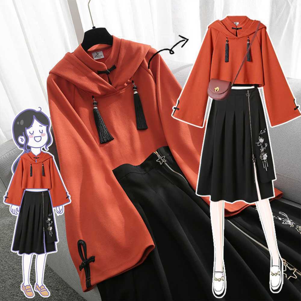 チャイナ服　チャイナシルエット　プリーツセットアップ　チャイナパーカー