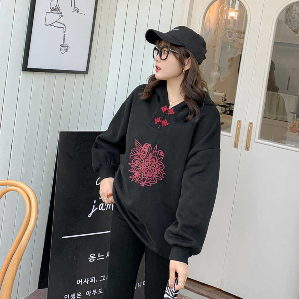 チャイナ服　シンプルチャイナプリント　カジュアルオーバーサイズ　チャイナパーカー