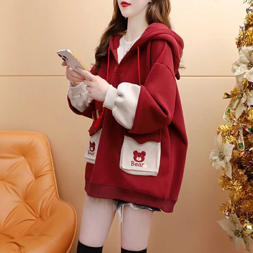 チャイナ服　カジュアルバイカラー　ビッグポケットオーバーサイズ　チャイナパーカー