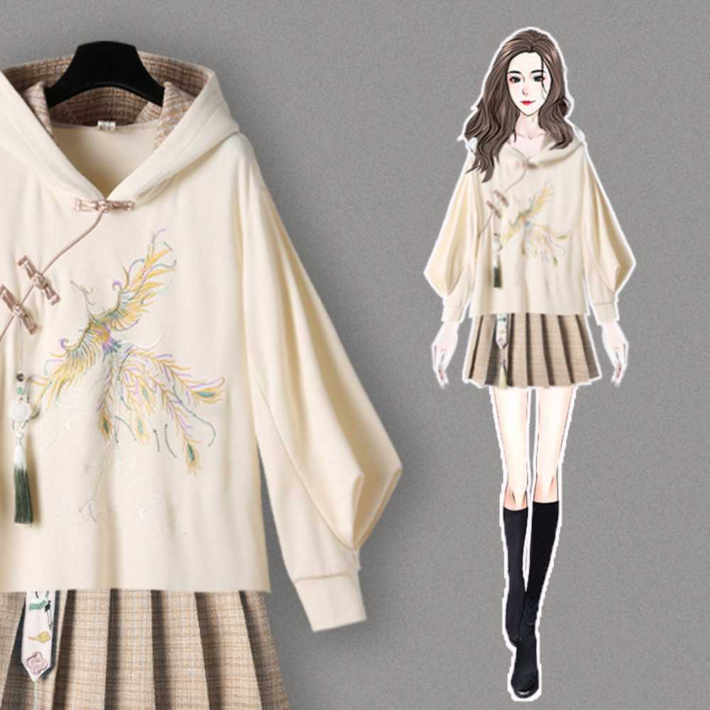 チャイナ服　ベージュチャイナデザイン　セットアップ　チャイナパーカー