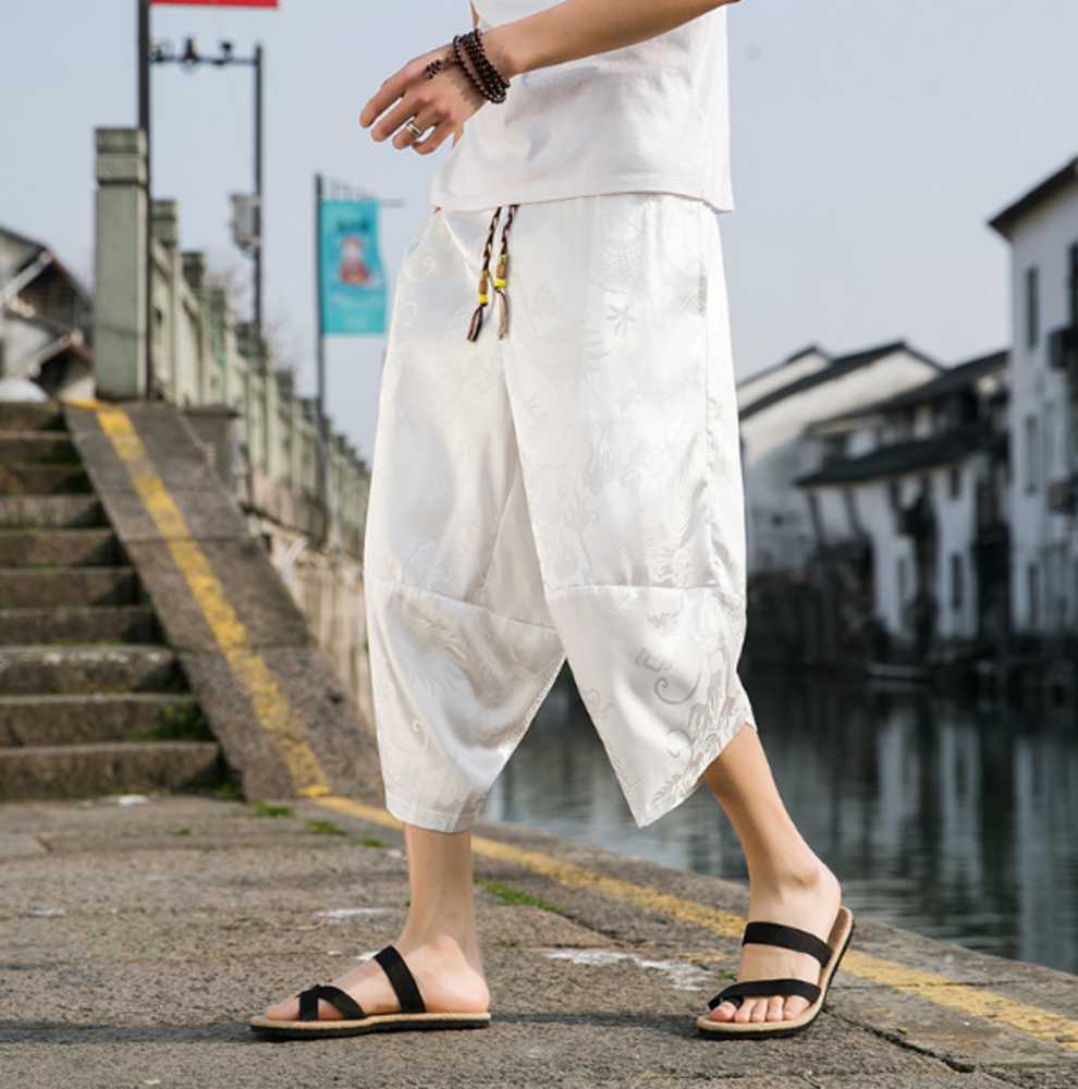 チャイナ服　チャイナ風 クロップドパンツ　メンズチャイナ