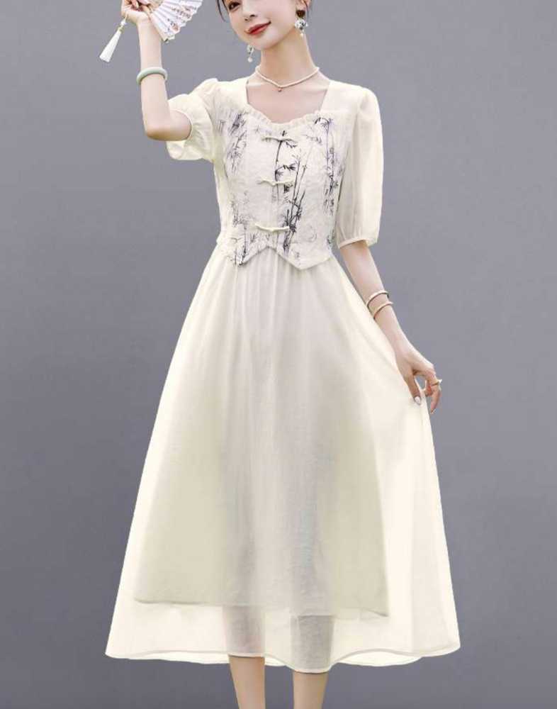チャイナ服 プリント シンプル キュート ワンピース