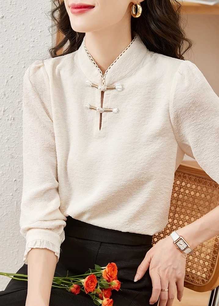 チャイナ服　フォーマルで可憐な長袖ブラウス